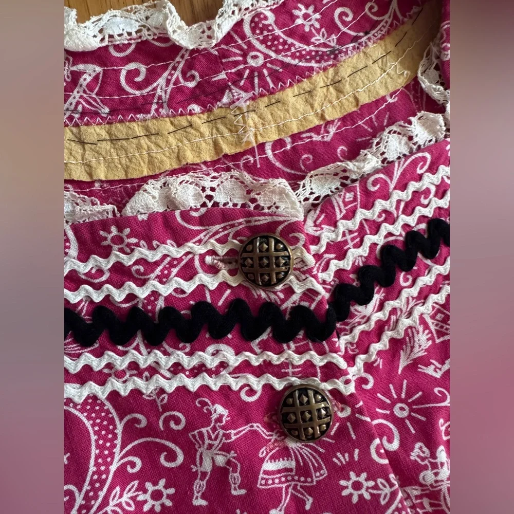 40s Inspired Red Novelty Print Paisley Dress Sz SM - Picture 10 of 12